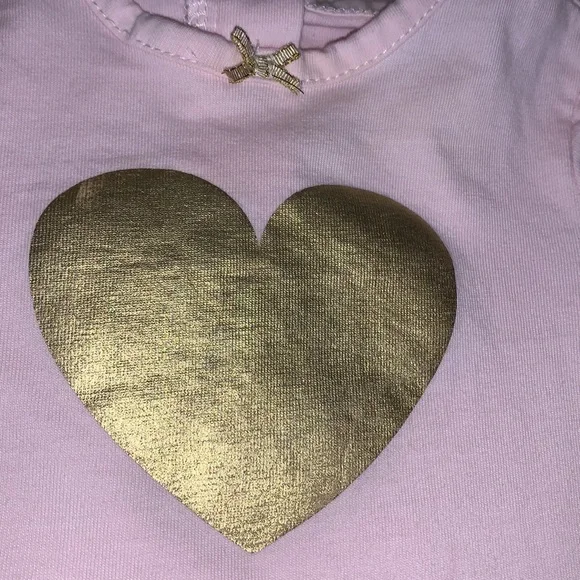 Little Me Pink & Gold Heart Top 12M Baby Girl - Picture 5 of 10